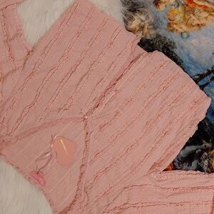 DOLLSKILL SUGAR THRILLZ XXL EX AND THE CITY KNIT CARDIGAN RIBBED RUFFLED DETAILS